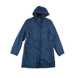 LL Bean Blue Sherpa Fleece Lined Winter Warmer Hood Coat Jacket Size M